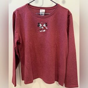 VINTAGE DISNEY STORE Mickey & Minnie Mouse Heart Long Sleeve Top